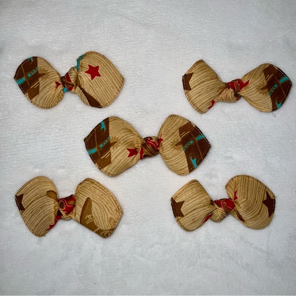 Cowboy Boots Western Bandana Knotted Hair Bow - Picture 9 of 11